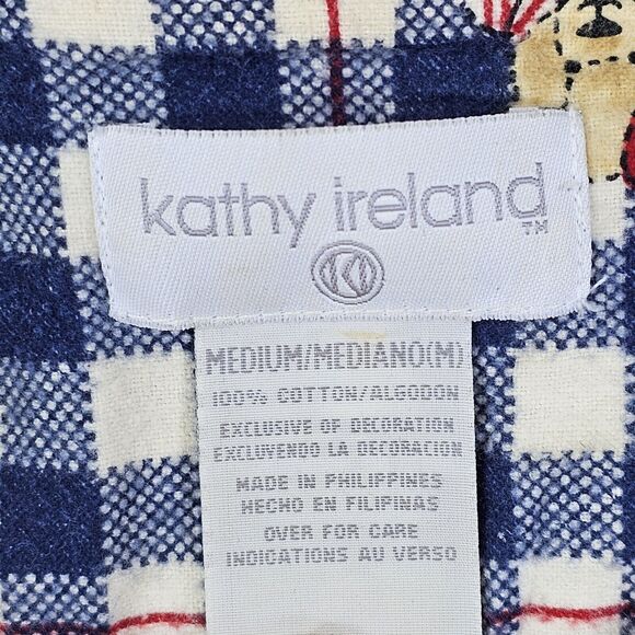 Kathy Ireland Jumpsuit Womens Medium Cotton Flannel Teddy Bear Check Plaid Cozy - Picture 3 of 15